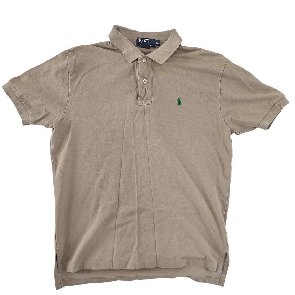 Polo Ralph Lauren Mens Tan Cotton Pique Short Sleeve Polo Shirt‎ Large Brown L